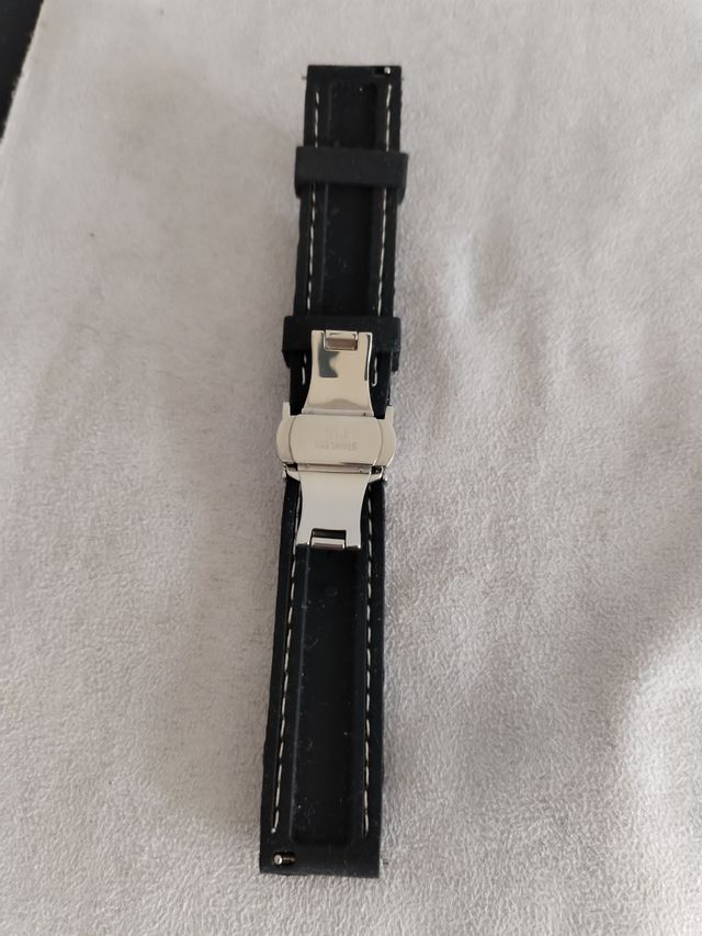 Correa negra caucho para reloj de pulsera