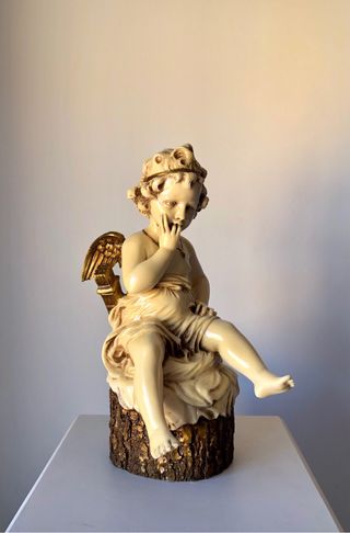 Escultura ángel marmolina antiguo