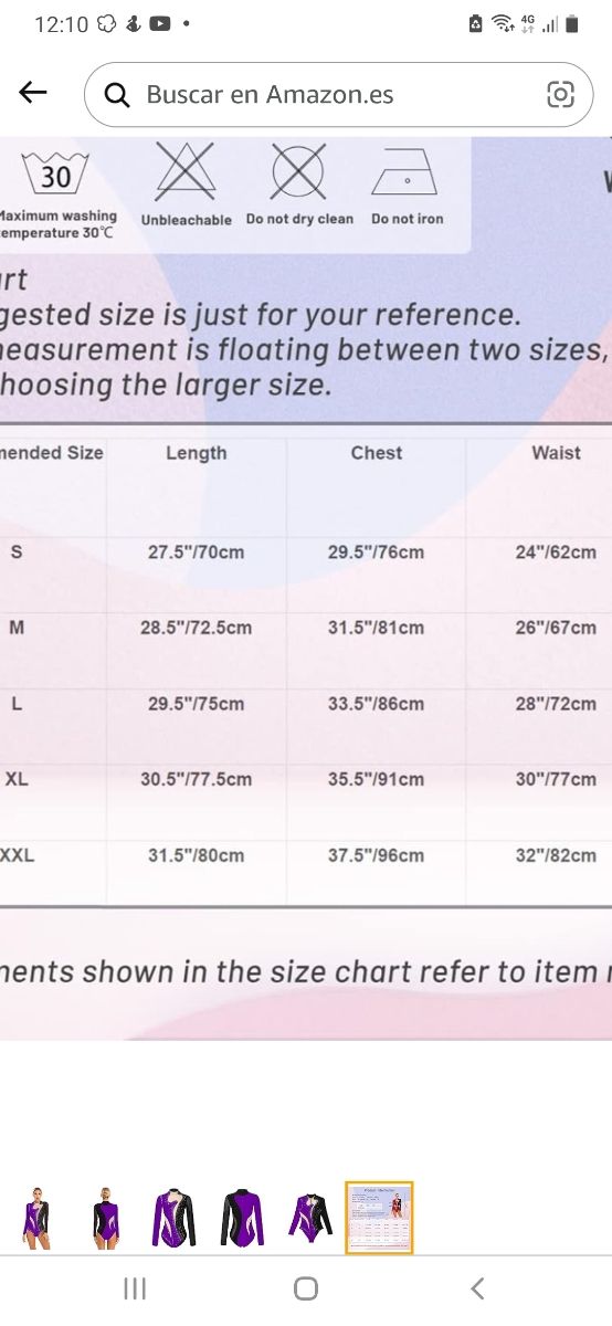 Maillot gimnasia rítmica talla S-M