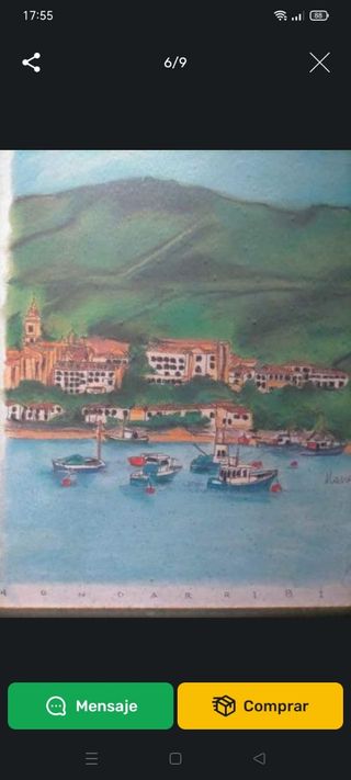 4 Cuadros Pastel Paisajes Vascos.