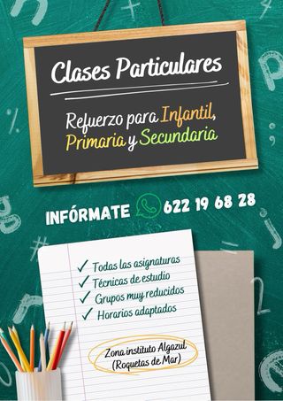 Clases particulares de refuerzo y apoyo escolar