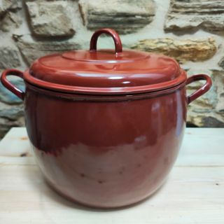Olla abombada esmaltada grande