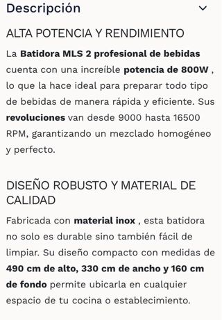 Batidora MLS 2 Profesional de Bebidas