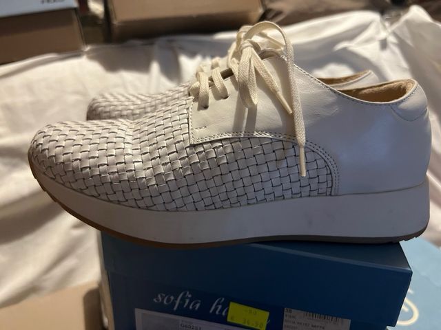 Scarpe in nappa bianche intrecciate 37