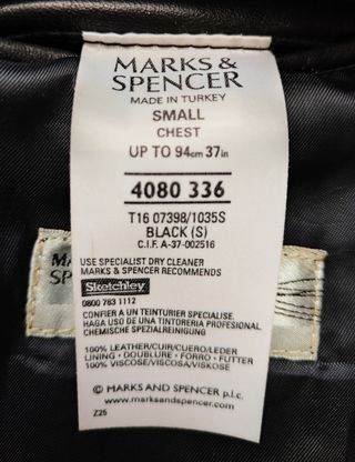 CHAQUETA CUERO NEGRA MARKS & SPENCER NUEVA