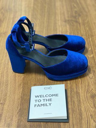 Zapato plataforma terciopelo azul