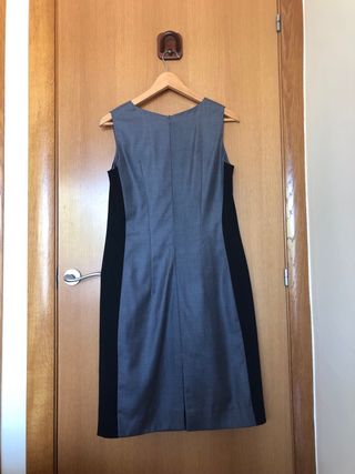 Vestido de lana formal negro gris Massimo Dutti