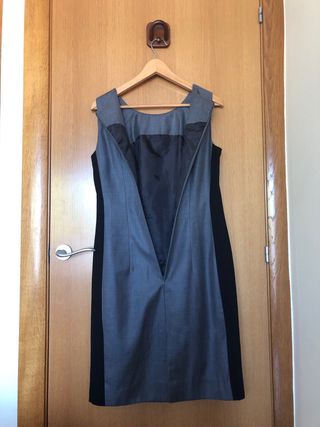 Vestido de lana formal negro gris Massimo Dutti