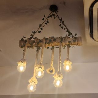 Lámpara de techo bambú y cuerda