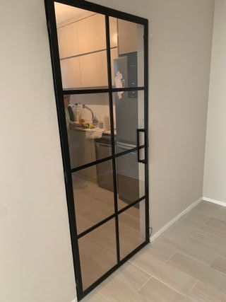 Puerta hierro y vidrio corredera