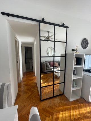 Puerta hierro y vidrio corredera