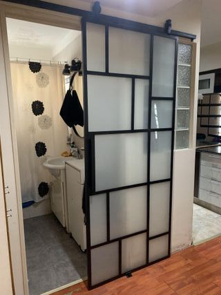 PUERTA DE HIERRO Y VIDRIO CORREDERA