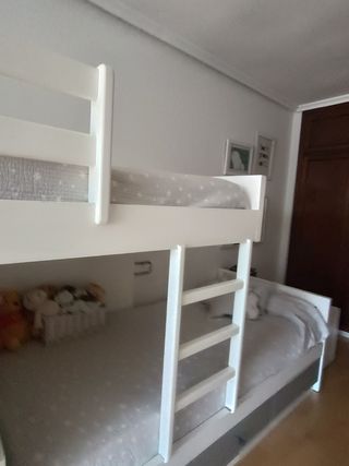 Conjunto camas tren lacadas blanco gris