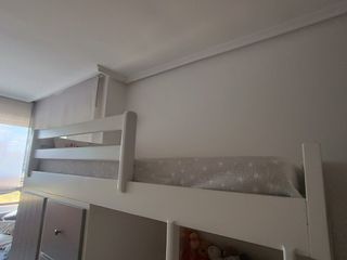 Conjunto camas tren lacadas blanco gris