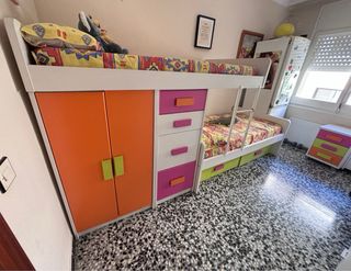 Dormitorio infantil juvenil doble cama litera