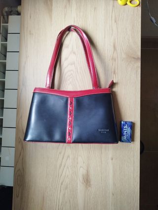 Bolso de mano cuero negro