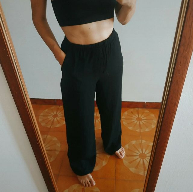 Pantaloni larghi neri donna