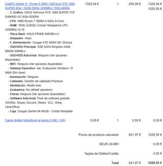 ✅PC Gaming Ryzen 7 + GTX 1660 Super + RGB y Win 11