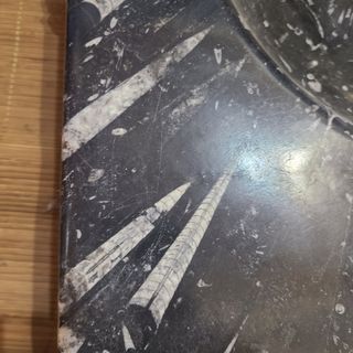 lavamanos de marmol con incrustaciones de fósil