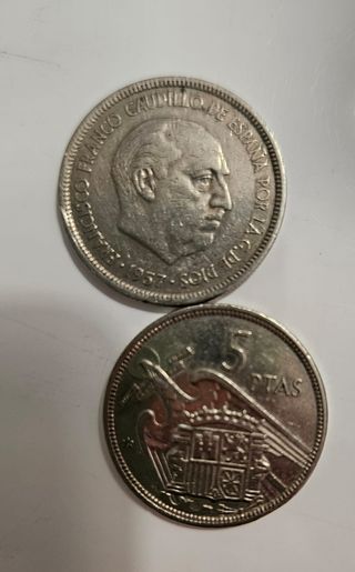 MONEDAS DE FRANCO 1957 DE 5 PESETAS 