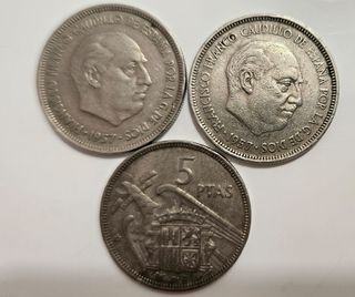 MONEDAS DE FRANCO 1957 DE 5 PESETAS 