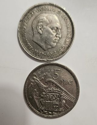 MONEDAS DE FRANCO 1957 DE 5 PESETAS 