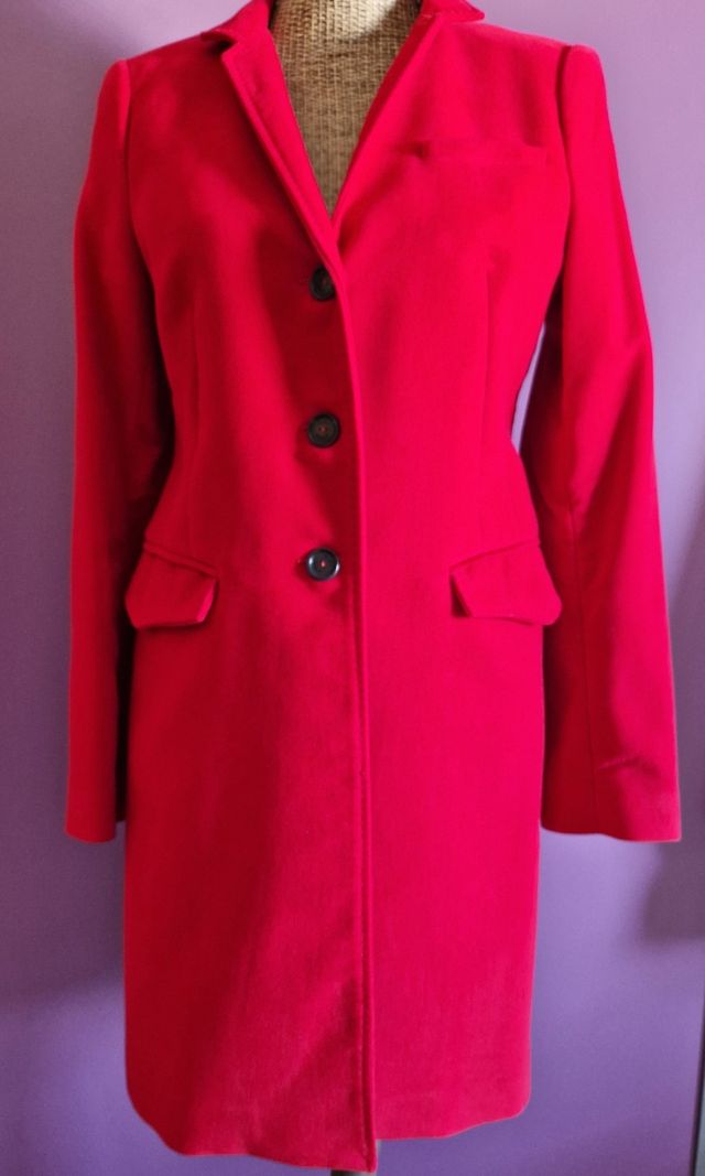 Abrigo rojo algodón vuélvete Zara