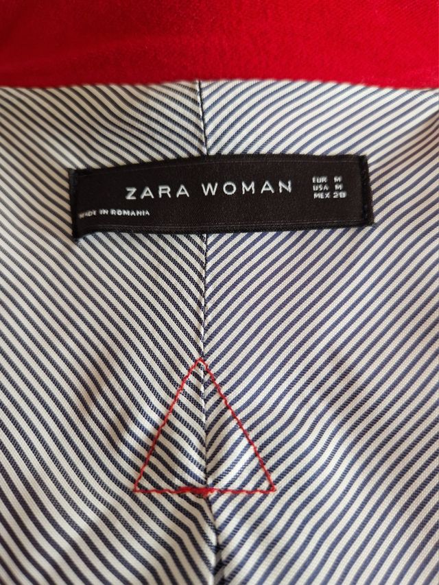 Abrigo rojo algodón vuélvete Zara