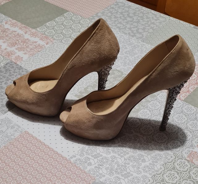 Sandalo Shoe Bizz n.38 tacco 12 scamosciate