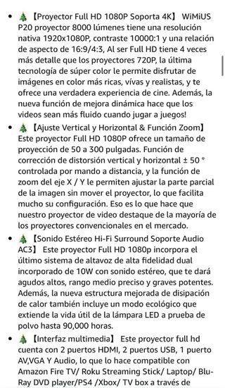 Proyector Wimius Full HD, soporte y Adaptator Appl