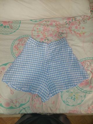 Falda pantalón estampado cuadros