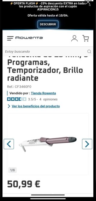 Rizador tenacillas Rowenta