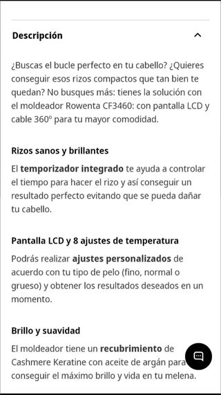 Rizador tenacillas Rowenta