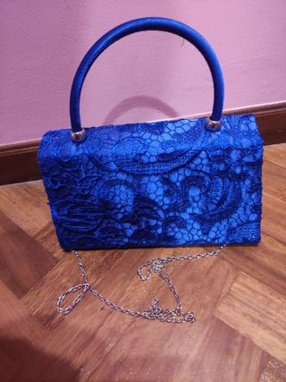 BOLSO Y ZAPATOS DE ENCAJE AZUL