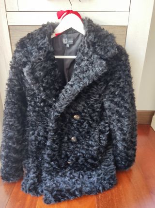 Abrigo peluche negro Zara Talla XS