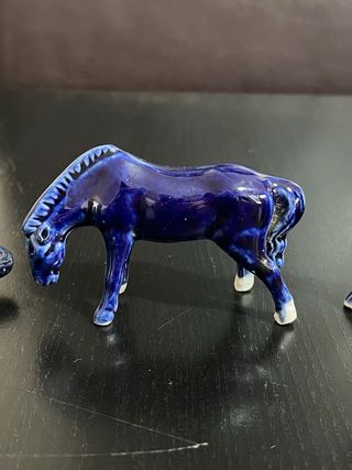 Set 3 figurine cavalli in ceramica
