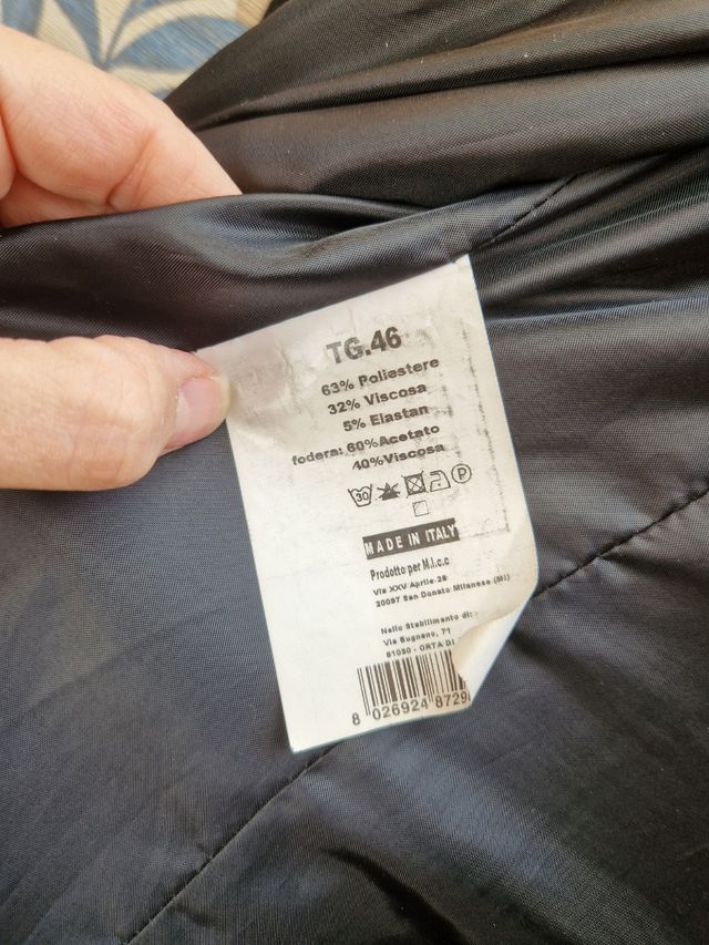 Cappotto mezza stagione nero TG 46