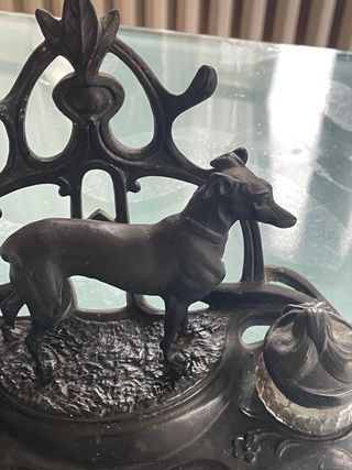 Antico calamaio da scrivania in bronzo