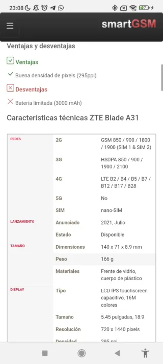 ZTE blade A31 plus 6" 2GB/32GB 5MP/8MP