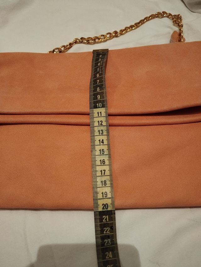 Bolso,cartera ,piel auténtica,salmón, rosa palo.
