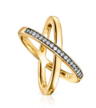 Anillo TOUS plata bañada en oro y diamantes 