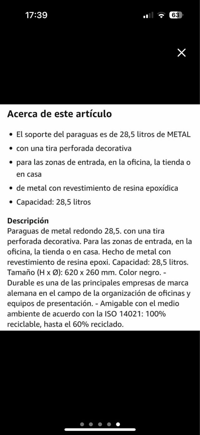 Paragüero metálico redondo Durable negro