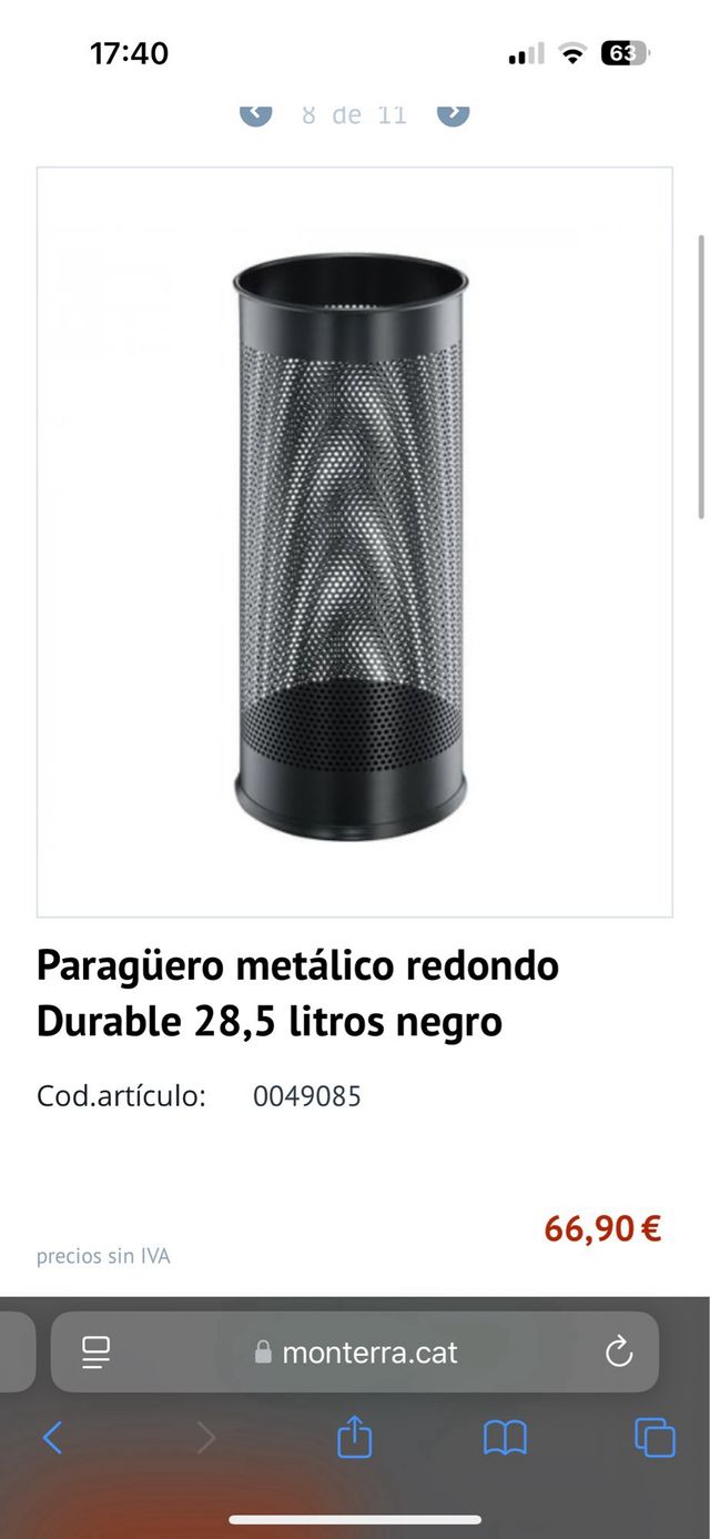 Paragüero metálico redondo Durable negro