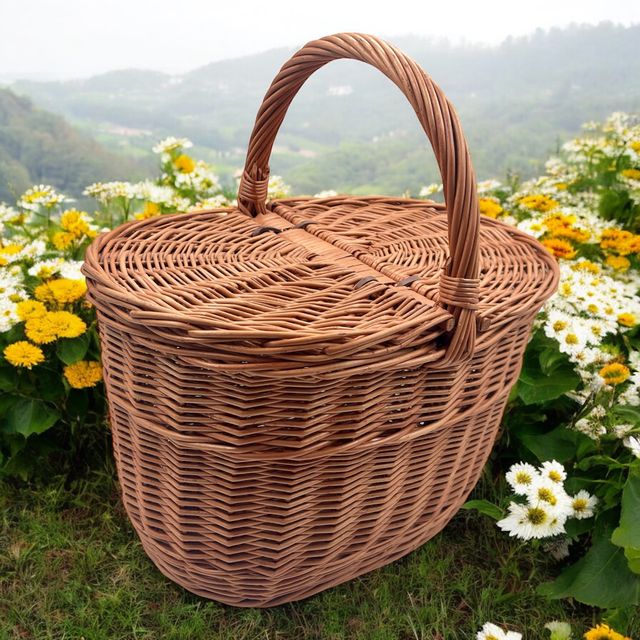 Cesta de mimbre con tapas.