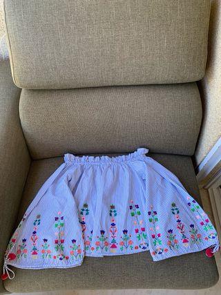 Blusa de rayas de escote bardot de Zara