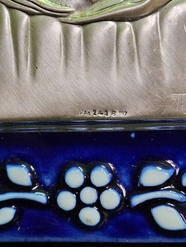 Quadro Padre Pio in ceramica e argento