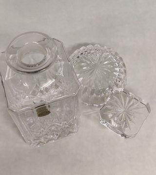 Bottiglia + posacenere vintage in cristallo RCR