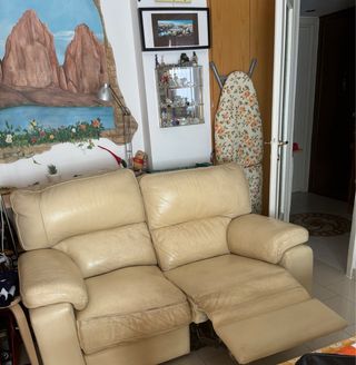 Divano Dondi 2 posti relax in pelle bianco avorio