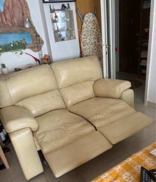 Divano Dondi 2 posti relax in pelle bianco avorio