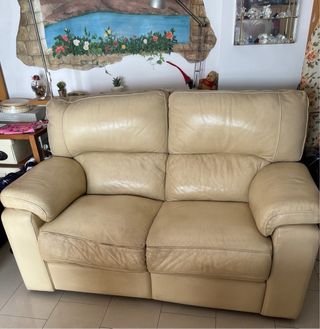 Divano Dondi 2 posti relax in pelle bianco avorio